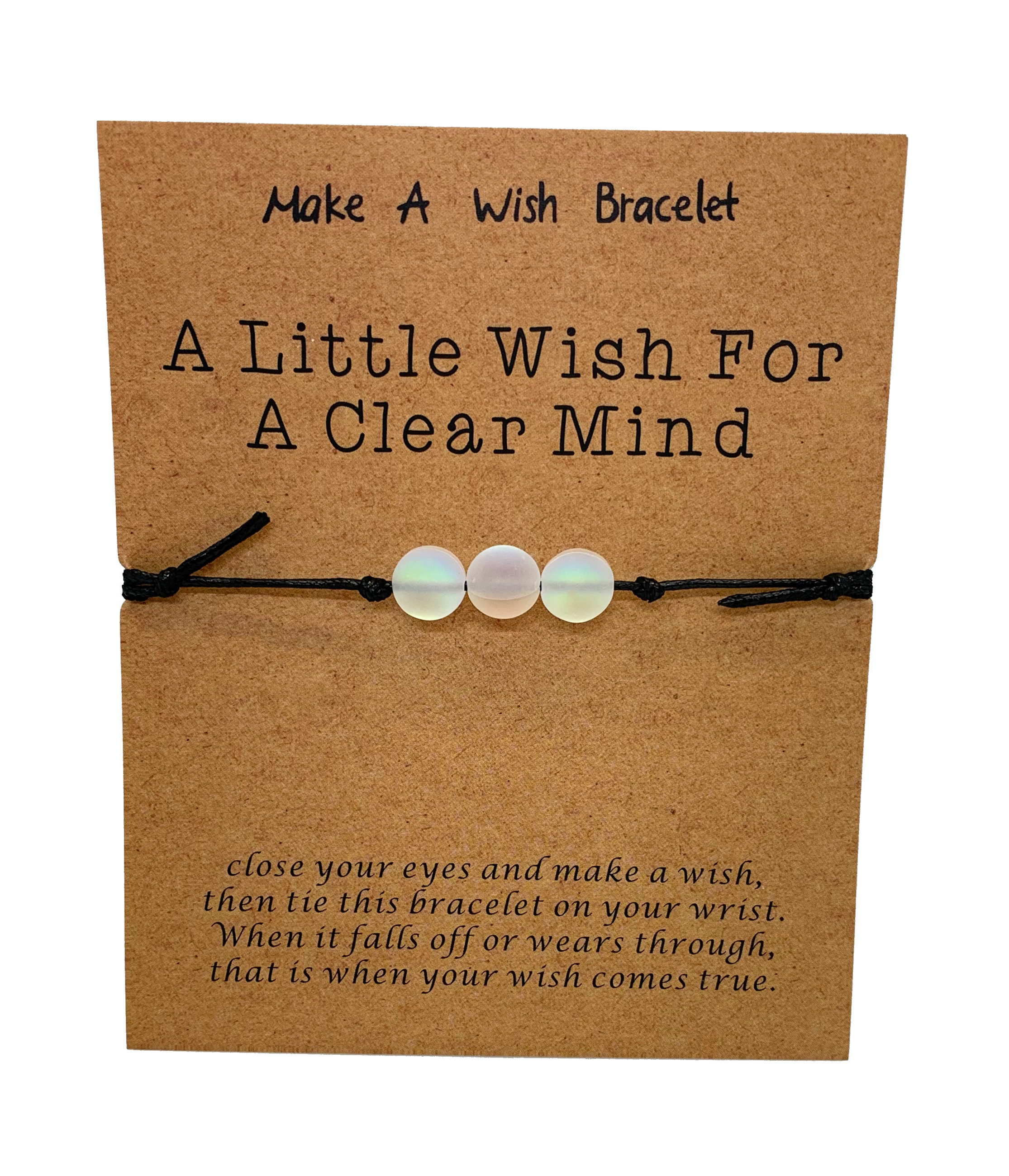 Wunscharmband / Make a wish Armband mit Edelstein Perlen mit Wunschkarte (wählbar: Onyx, Bergkristall, Rhodonit, Tigerauge …)