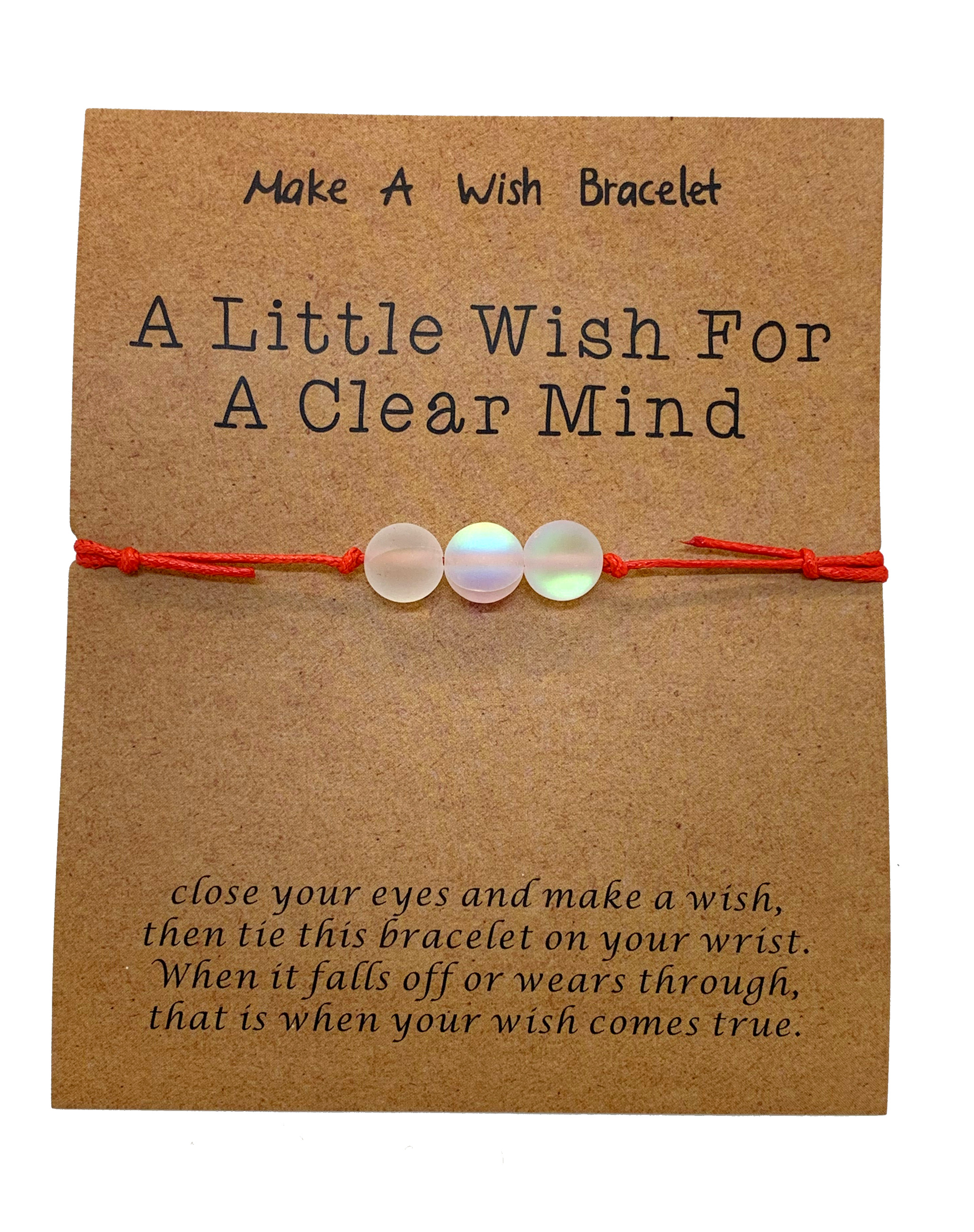 Wunscharmband / Make a wish Armband mit Edelstein Perlen mit Wunschkarte (wählbar: Onyx, Bergkristall, Rhodonit, Tigerauge …)