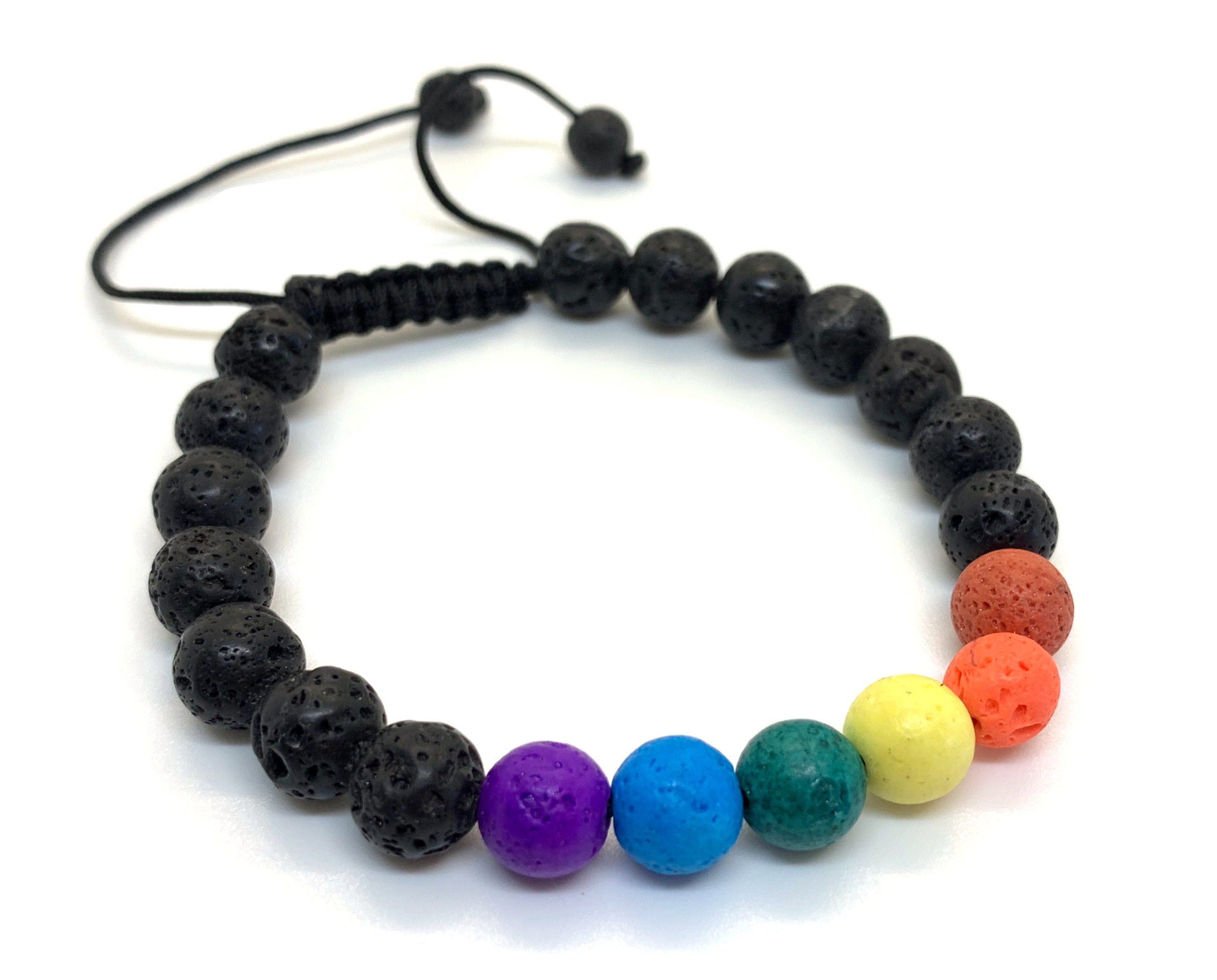 LGBTQ Pride Armband - Perlenarmband aus Lava Stein - verstellbar  - Regenbogen 